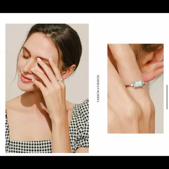 🌟HP🌟New 925 Sterling Silver Jewelry Set Natural Opal Ring & Earrings size7 - Picture 9 of 15